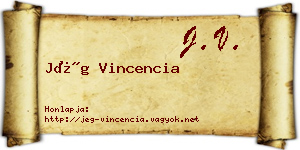 Jég Vincencia névjegykártya